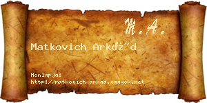 Matkovich Arkád névjegykártya